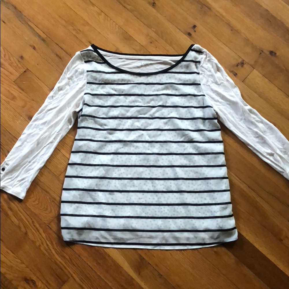 LOFT 3/4 sleeve Polka Dot Sheer